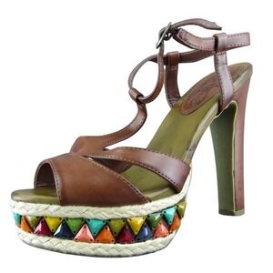 Kenneth Cole Carry On Women Gladiator Sandal Shoes Brown Synthetic Size 7.5‎ Med